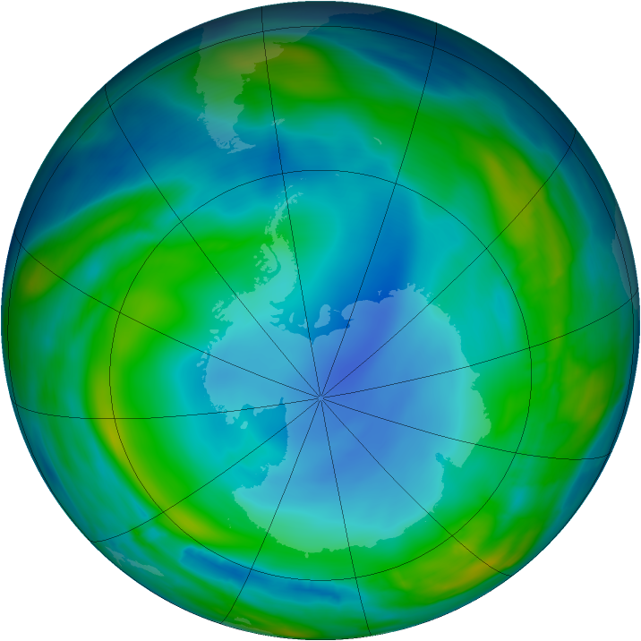 Antarctic ozone map for 21 July 2013
